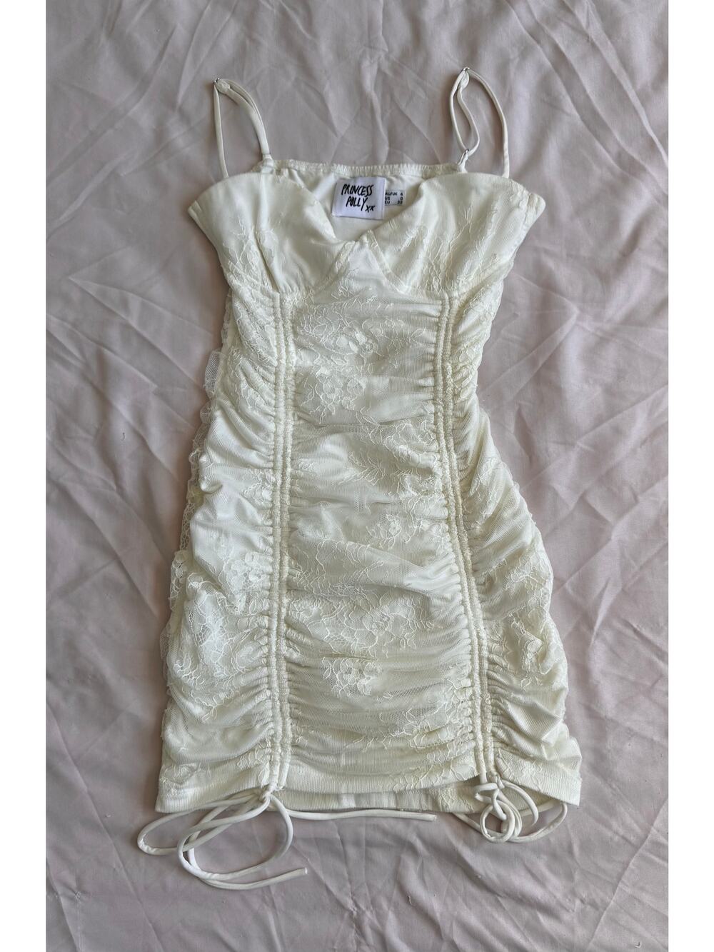 Princess Polly Ruched Lace Mini Dress US 0